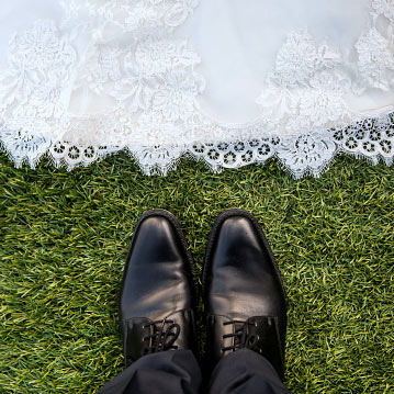 Wedding Dress and Shoes on Grass 1